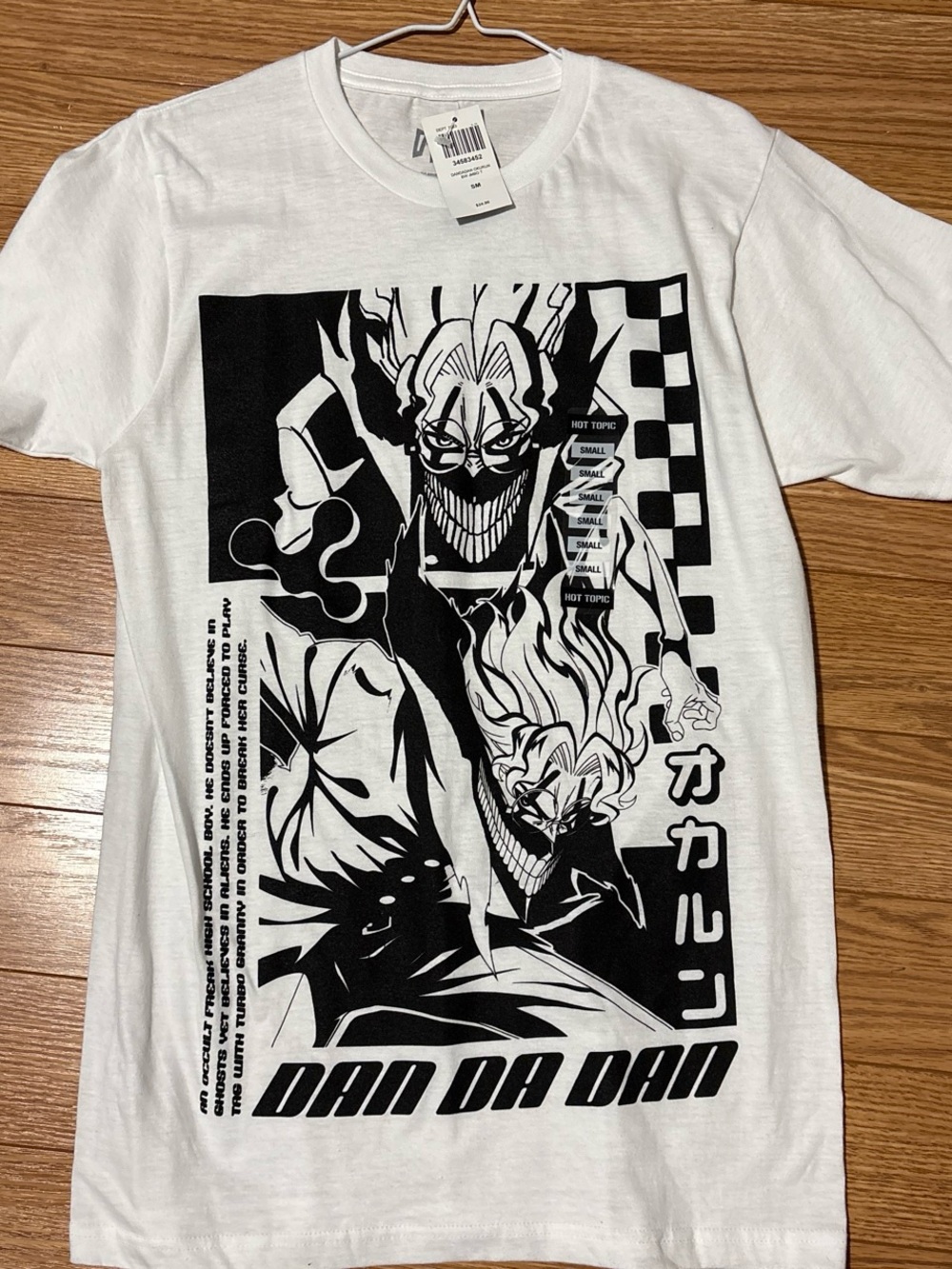 Dan Da Dan White T-Shirt with Black Graphic Anime Print